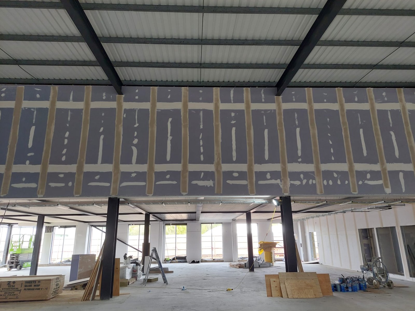 New partition walls prepared for finishing
